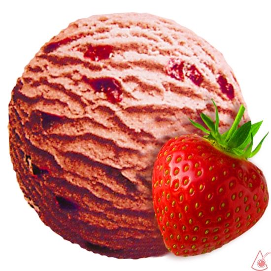 Сливочное клубничное мороженое с засахаренными кусочками отборной спелой клубники. изображение 2